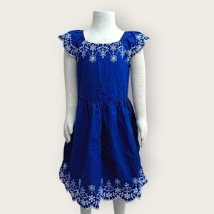 Gymboree Blue Dress with White Floral Embroidery